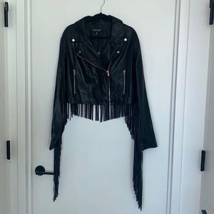 Current Mood Black Fringe Moto Faux Leather Jacket